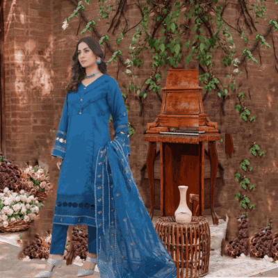 Threads & Weaves - Stitched 3 Piece Pret Emb Viscose Collection (Zink)