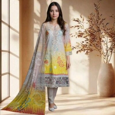 Gracefully Stitched Cotton Suit – 3-Piece
