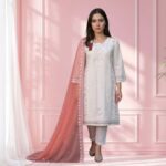Stitched Embroidered 3-Piece Suit – Cotton with Chiffon Dupatta