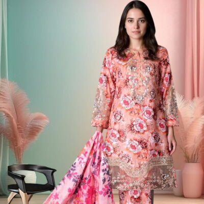 Stitched 3-Piece Lawn Suit – All Over Printed | Summer Collection