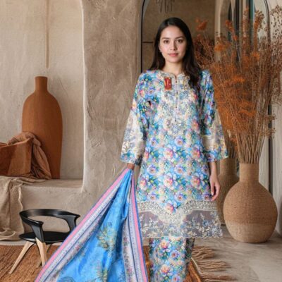 Stitched 3-Piece Lawn Suit – All Over Printed | Summer Collection